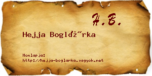 Hejja Boglárka névjegykártya